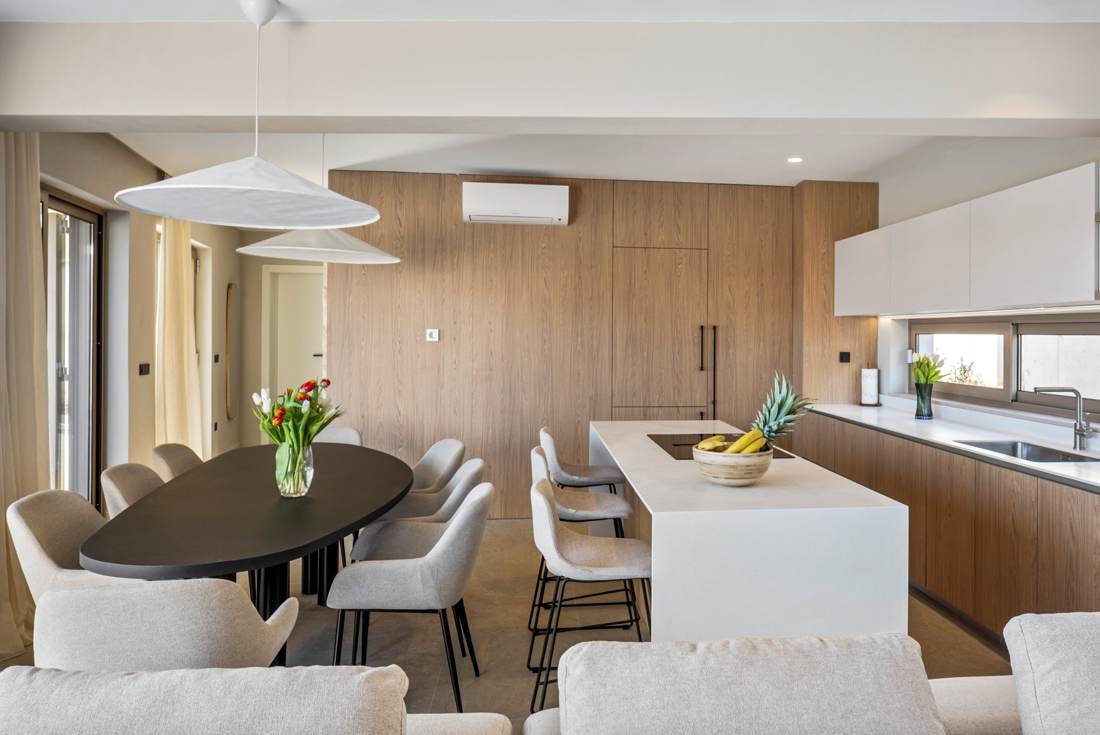 Dining table and kitchen