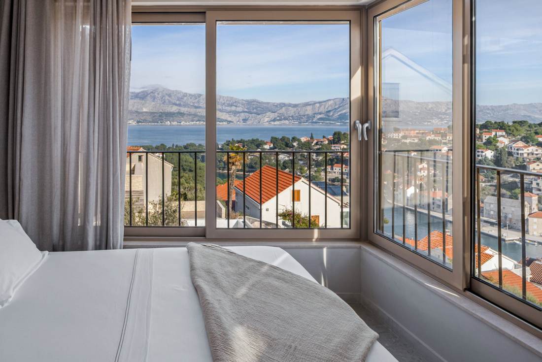 Sea and mountain view from the bedroom window